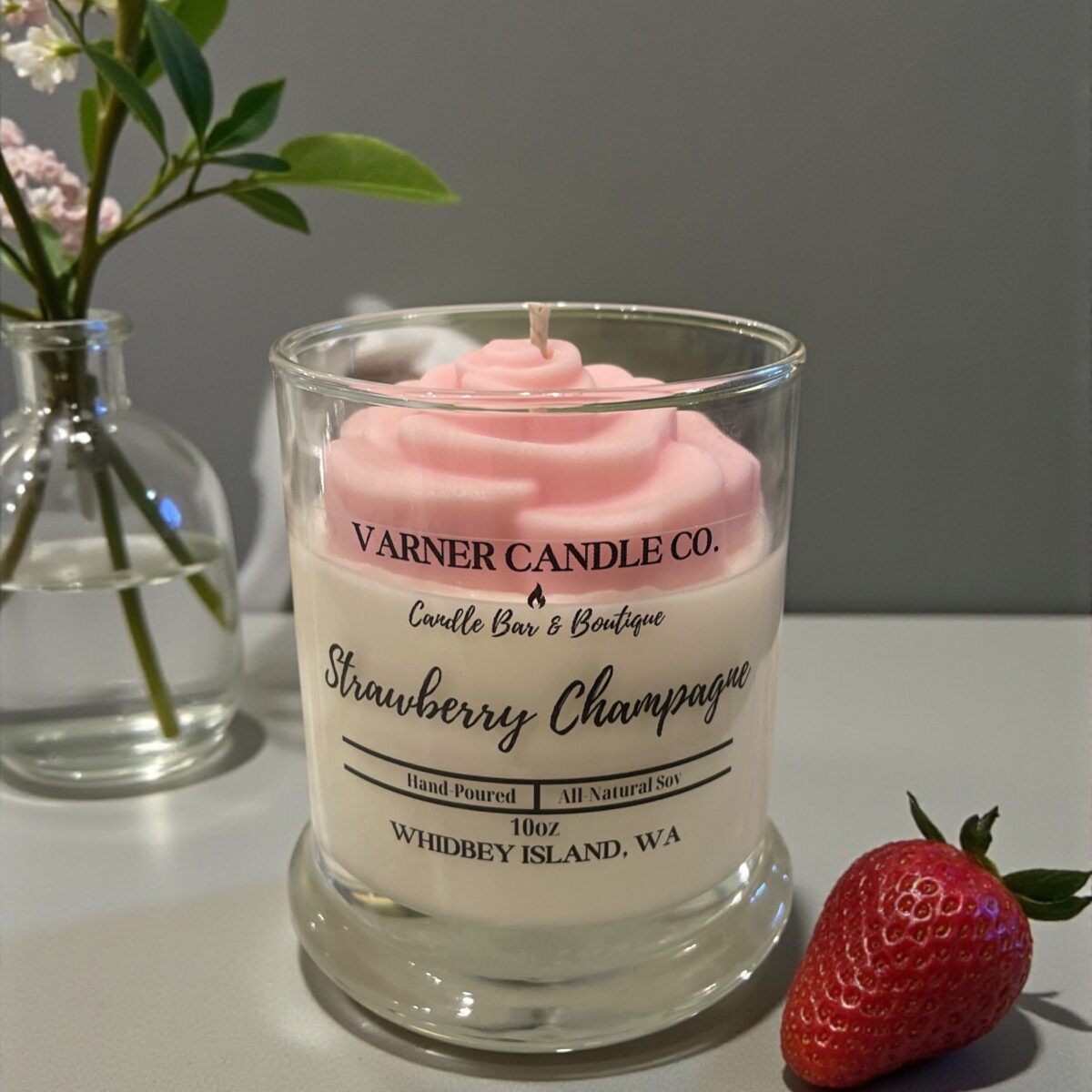 Strawberry Champagne Topped Candle