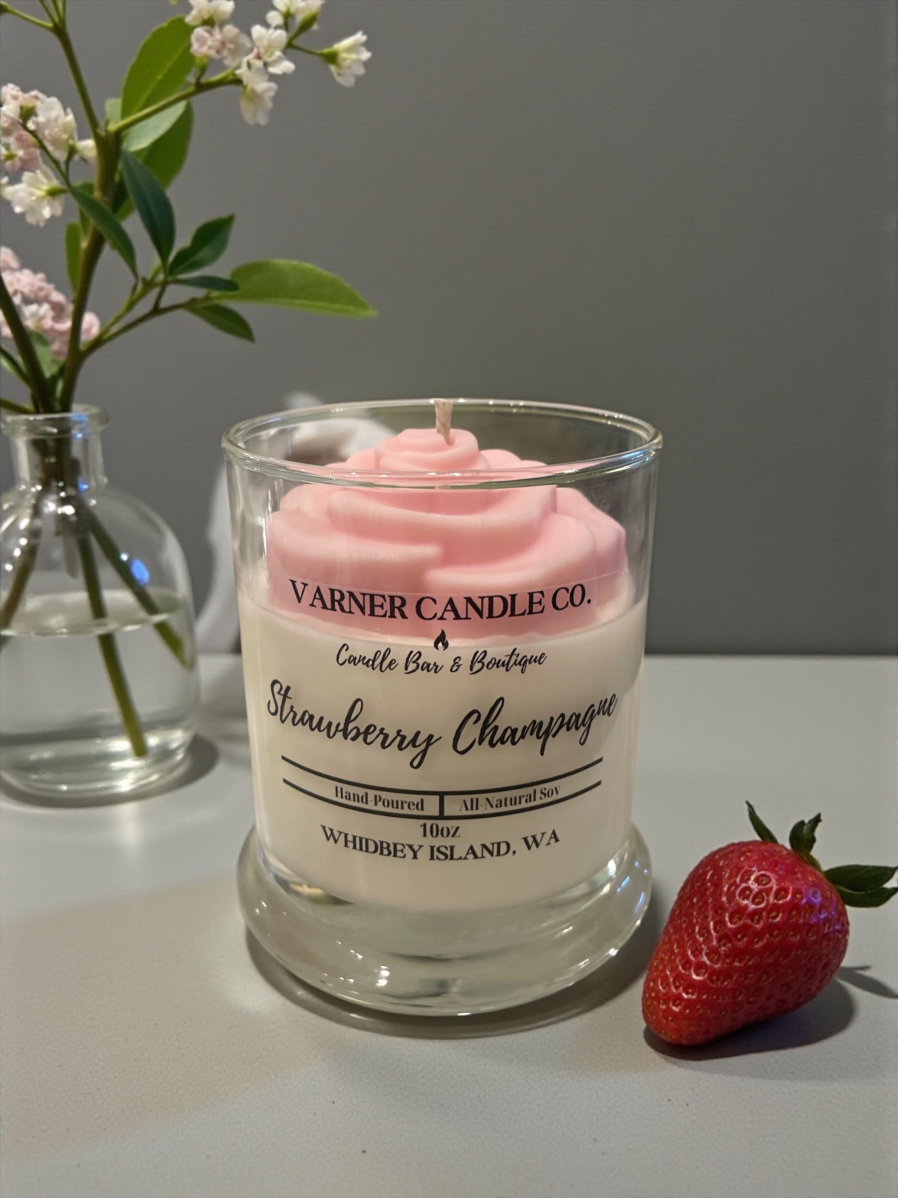 Strawberry Champagne Topped Candle
